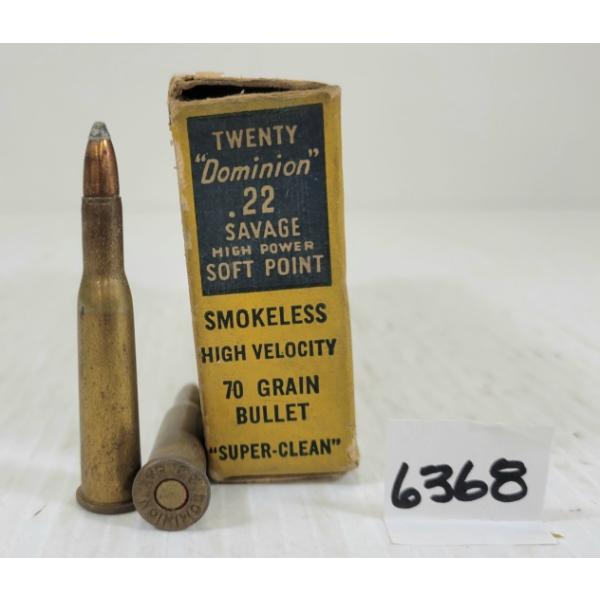 AMMO: 20X CIL DOMINION .22 SAV - 70GR - SP