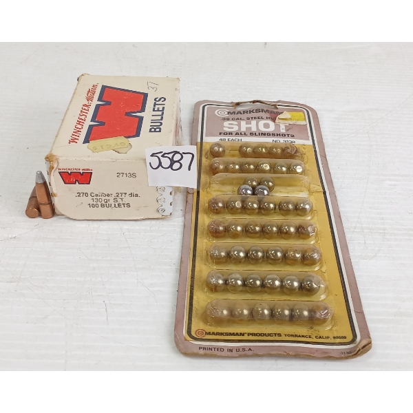 BULLETS / SHOT: APPROX 60X WINCHESTER .270CAL & MARKSMAN .38CAL STEEL SHOT