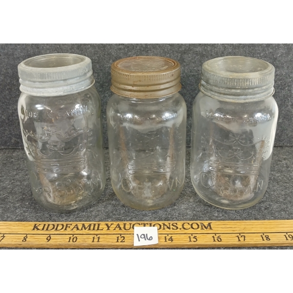 LOT OF 6 - CROWN / CORONA CANNING JARS - SEE ALL PICS