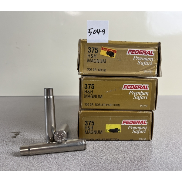 BRASS: 60X FEDERAL .375 H&H NICKEL PLATED 