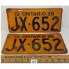 Image 1 : PAIR OF 1935 ONTARIO LICENCE PLATES
