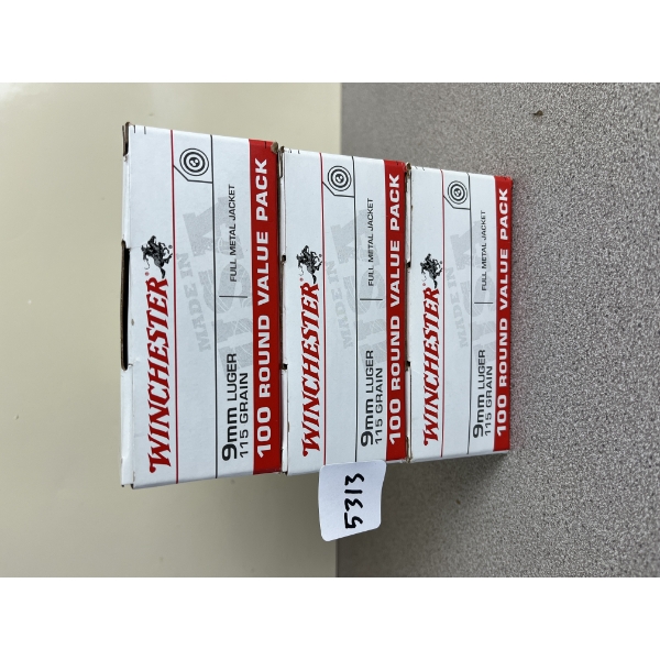 AMMO: APPROX 300X WINCHESTER 9MM 115 GR. FMJ