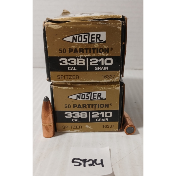BULLETS: 100X NOSLER .338 - 210GR - SPITZER - FACTORY SEALED