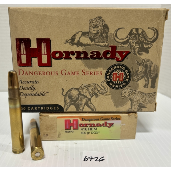AMMO: 40X HORNADY .416 REM MAG - 400 GR SP