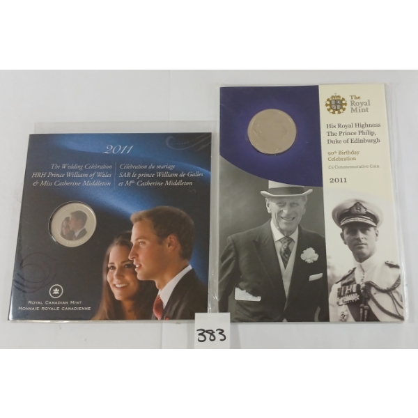 LOT OF 2 - RCM 2011 90TH BIRTHDAY CELEBRATION & WEDDING CELEBRATION COINS