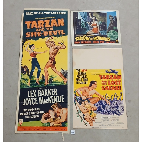 LOT OF 3 - 1948, 1953 & 1957 TARZAN MOVIE POSTERS