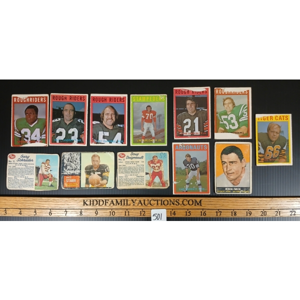 LOT OF 12 - 1950'S-1960'S OPC & TOPPS FOOTBALL CARDS - ROUGH RIDERS, TIGER CATS, ETC
