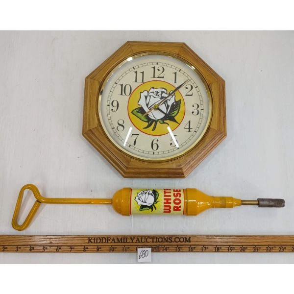 LOT OF 2 - WHITE ROSE GREASER & BATTERY-OP WALL CLOCK
