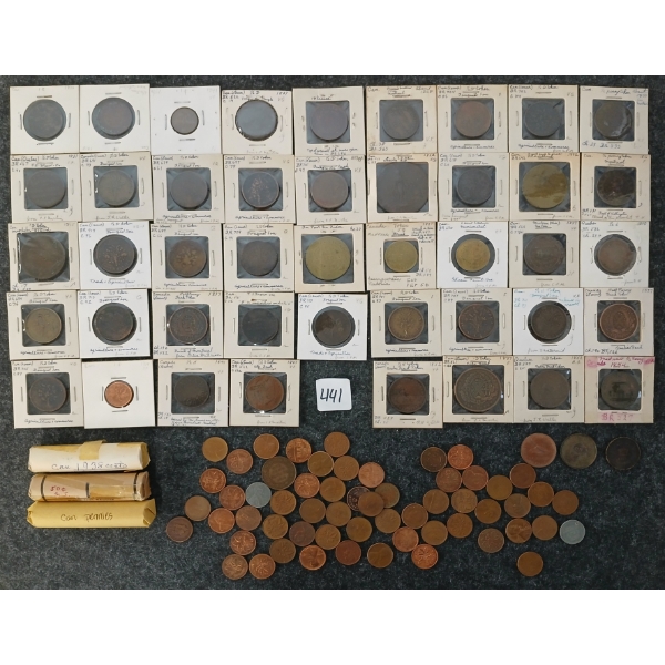 JOB LOT - WORLD LARGE CENTS, TOKENS & PENNIES