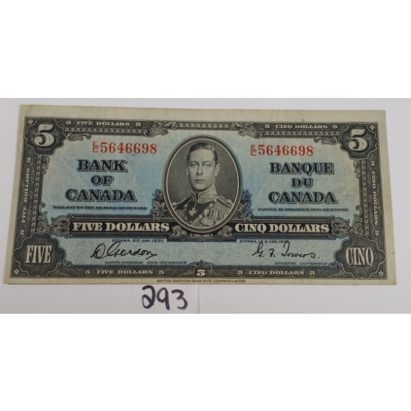 1937 CDN $5 BANKNOTE