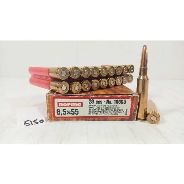 AMMO: 20X NORMA 6.5X55 - 139GR - SEMI POINT BT