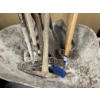 Image 2 : JOB LOT - METAL WHEELBARROW W/ SHOVEL, PIC AXE, RAKE, ETC