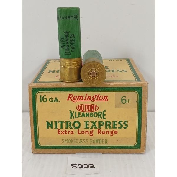 AMMO: 25X REMINGTON KLEANBORE 16GA - 2 3/4IN - #6C SHOT - COLLECTIBLE BOX 