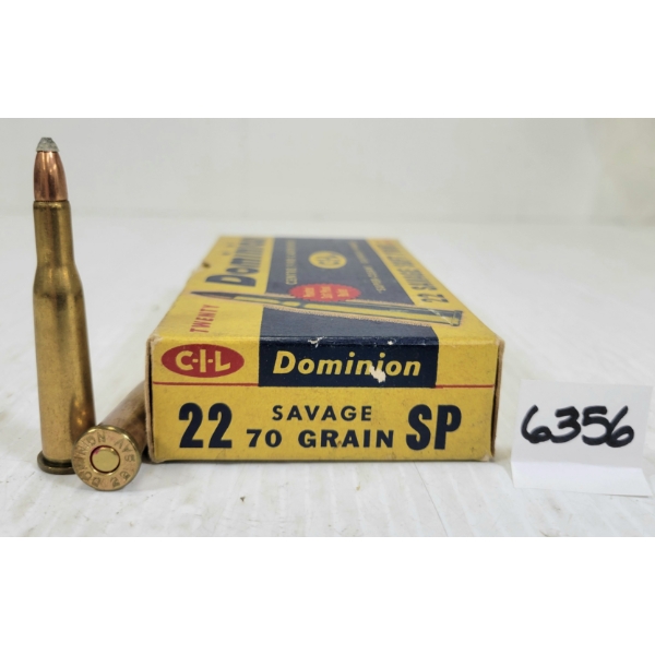 AMMO: 20X CIL DOMINION .22 SAV - 70GR - SP - COLLECTIBLE BOX
