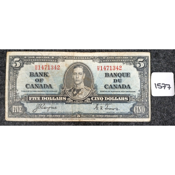 1937 CDN $5 BANKNOTE