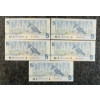 Image 2 : LOT OF 5 - 1986 CDN $5 BANKNOTES 