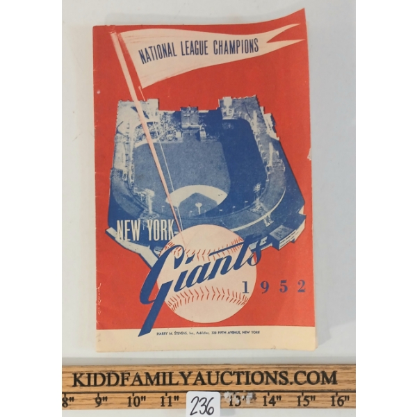 1952 NEW YORK GIANTS NATIONAL LEAGUE CHAMPIONS - OFFICIAL BASEBALL PROGRAM