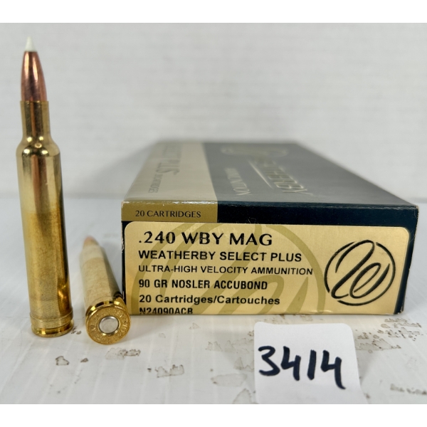 AMMO: 20X WEATHERBY .240 WBY MAG - 90 GR POLY TIP