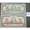 Image 1 : LOT OF 2 - 1937 CDN $1 & $2 BANKNOTES