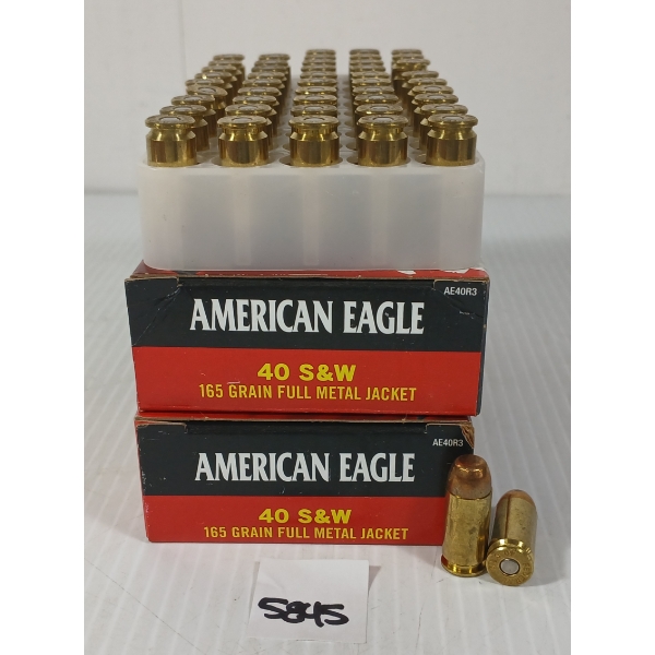 AMMO: 100X FEDERAL AMERICAN EAGLE .40 S&W - 165GR - FMJ