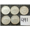 Image 1 : LOT OF 5 - 1967 CDN 25 CENT SILVER COINS