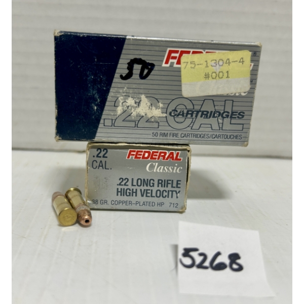 AMMO: 86X FEDERAL .22 LR 38GR. HP