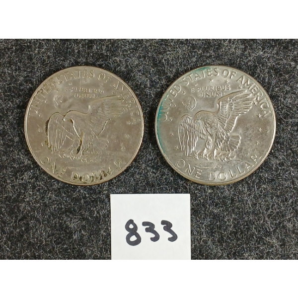 LOT OF 2 - 1974 U.S. EISENHOWER SILVER DOLLAR COINS 