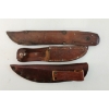 Image 2 : LOT OF 3 - KNIVES W/ NATURE EMBOSSED LEATHER SHEATHS