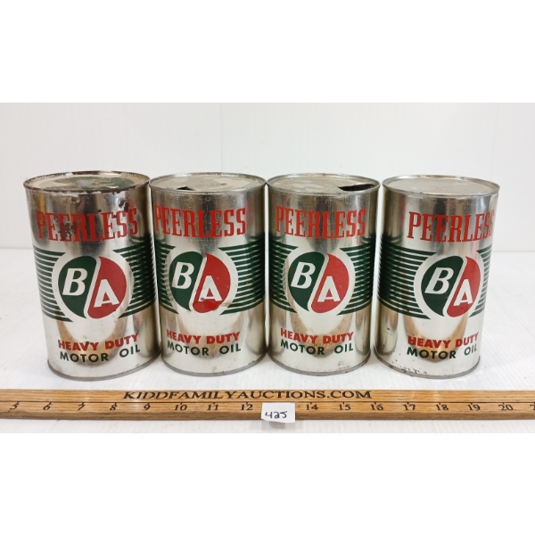 LOT OF 4 - B/A PEERLESS MOTOR OIL QT CANS