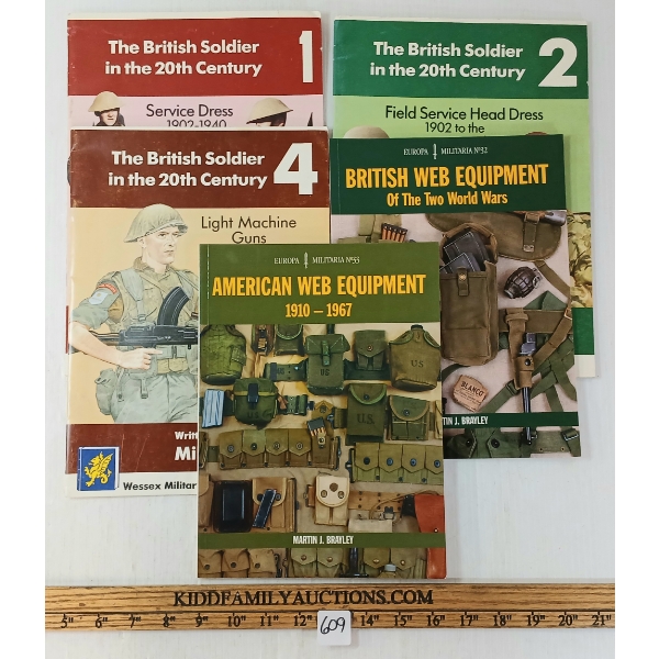 LOT OF 5 - "THE BRITISH SOLDIER IN THE 20TH CENTURY 1, 2 & 4", "BRITISH" & "AMERICAN WEB EQUIPMENT"