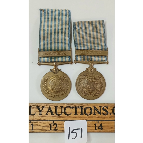 LOT OF 2 - UN MEDALS W/ KOREA BARS - H.J. LATREMOUILLE & A.J. CURRIE