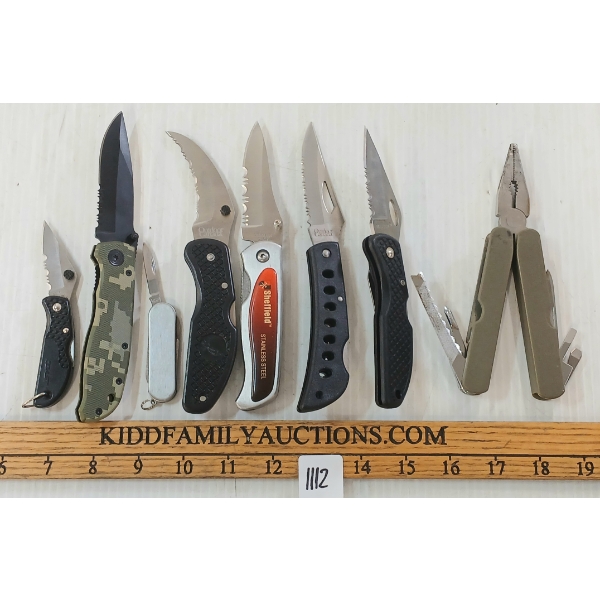 LOT OF 8 - FOLDING KNIVES & POCKET TOOLS