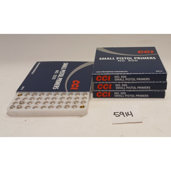 PRIMERS: 400X CCI NO. 500 SMALL PISTOL PRIMERS 