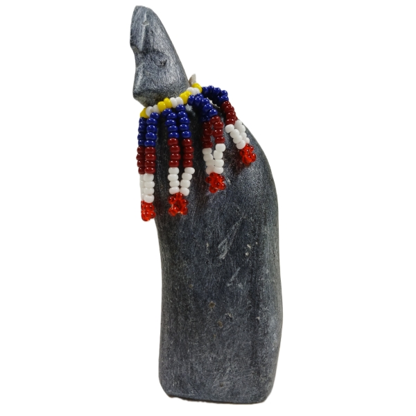 "FIGURE W/ BEAD WORK" BY MARY TUTSWEETOK (PRS CDN ARTIST)  - STONE & BEADS