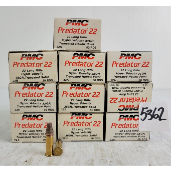 AMMO: 500X PMC PREDATOR .22LR - 36GR