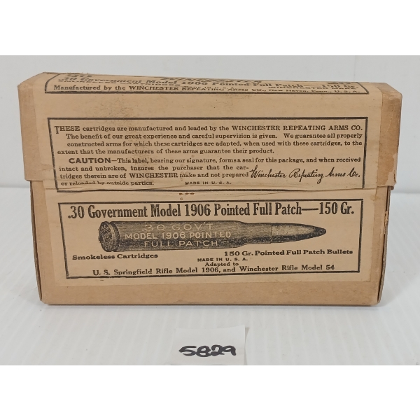 AMMO: 20X WINCHESTER .30 GOVT MODEL 1906 - 150GR - POINTED FULL PATCH - COLLECTIBLE BOX