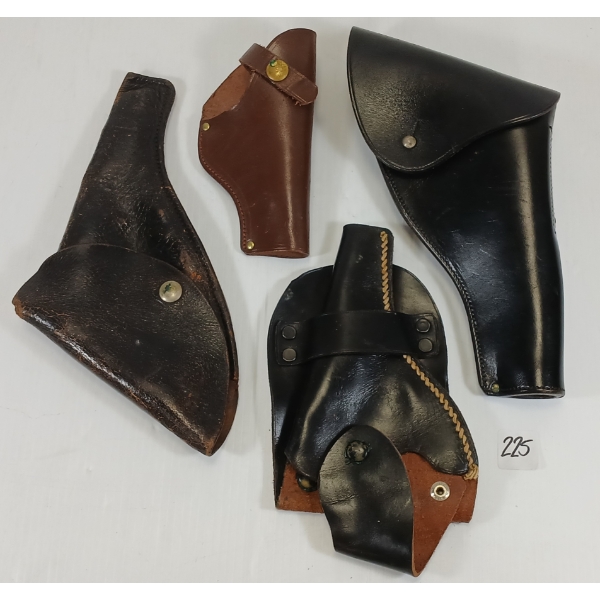 LOT OF 4 - UNMARKED LEATHER HANDGUN HOLSTERS