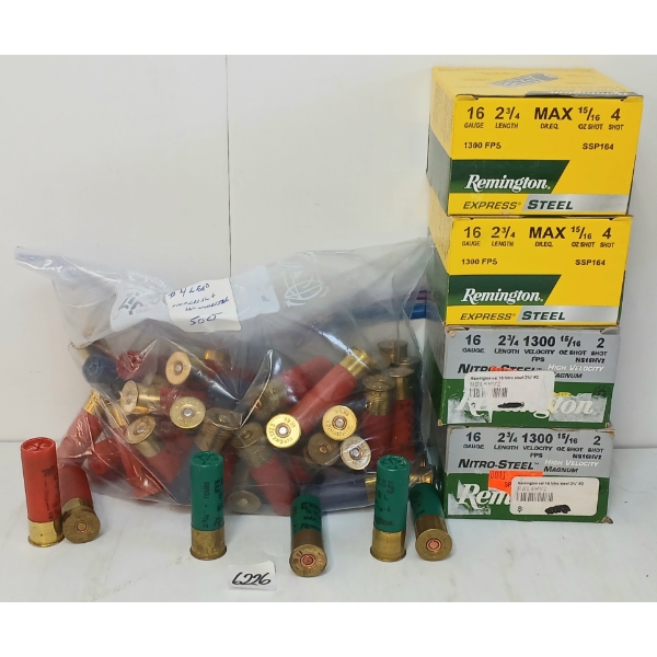 AMMO: APPOX 125X MIXED 16GA - 2-3/4IN - NO. 2 & 4 SHOT