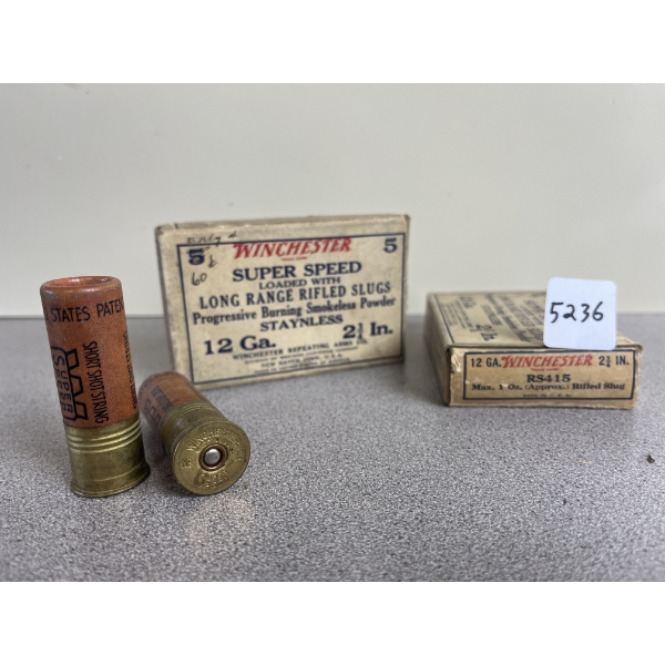COLLECTABLE AMMO: 9X WINCHESTER 12 GA 2-3/4IN 1 OZ RIFLED SLUG 