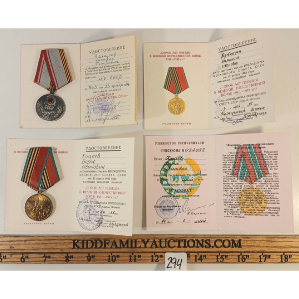 LOT OF 2 - RUSSIAN MEDALS W/ DOCUMENTATIONS