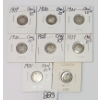 LOT OF 8 - 1919-1932 CDN 10 CENT SILVER COINS