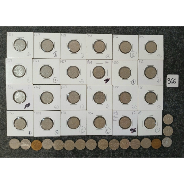 LOT OF 41 - 1922-1962 CDN 5 CENT COINS