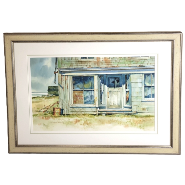 "GENERAL STORE" BY GORDON PETERS(1920 - 2014) - FRAMED WATERCOLOUR ON PAPER