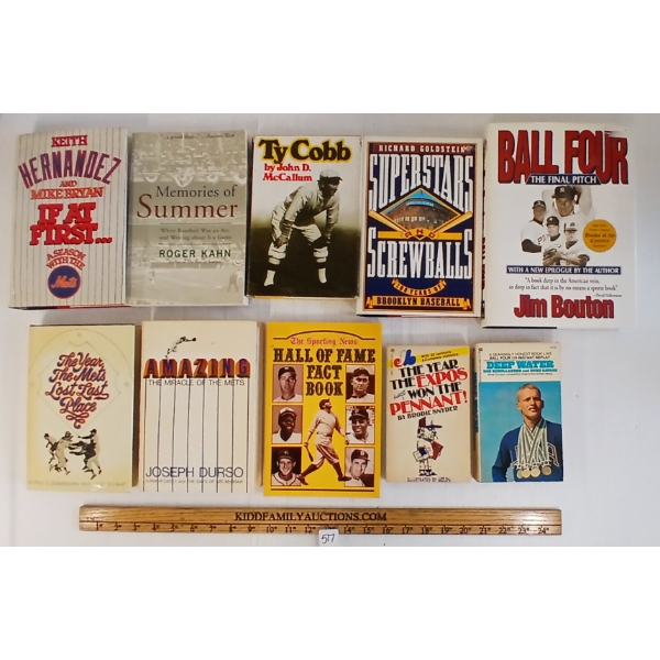 LOT OF 10 - BASEBALL BOOKS - "MEMORIES OF SUMMER", "TY COBB", "SUPERSTARS & SCREWBALLS", ETC