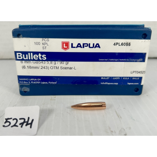 BULLETS: APPROX 90X LAPUA .243 CAL 90GR. HP