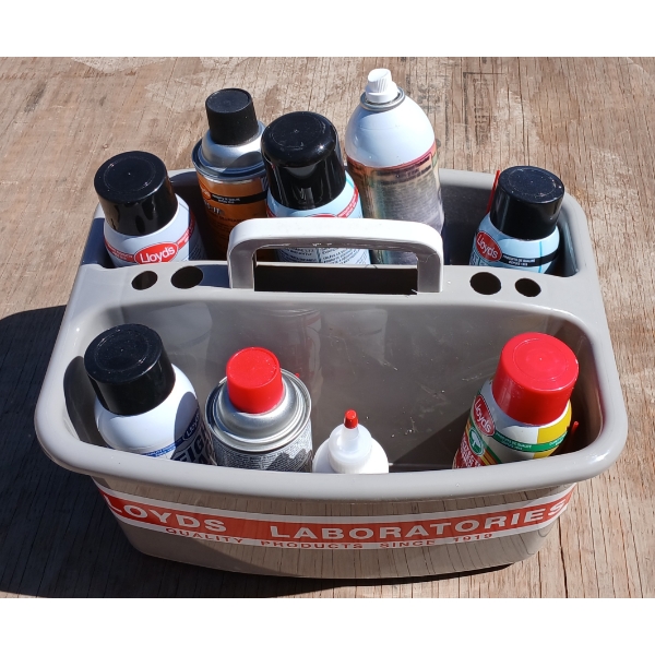 QTY OF CANS - BRAKE CLEANER, GREASE, AIR MOTOR OIL