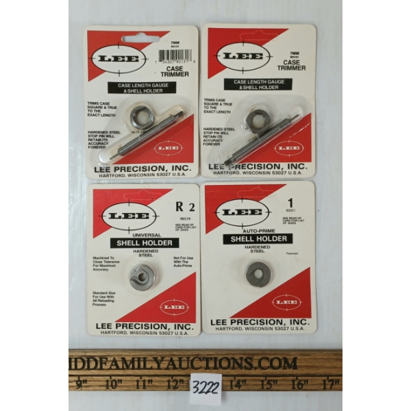 LOT OF 4 - LEE CASE LENGTH GAUGES & SHELL HOLDERS