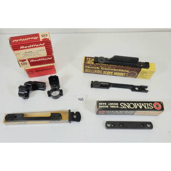 LOT OF 6 - SCOPE MOUNT & SCOPE MOUNT BASES - INCL REDFIELD SEE-THRU WIN 70 / 670 / 770, ETC