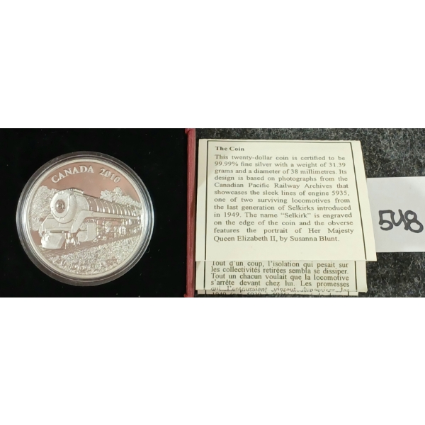 2010 RCM $20 FINE SILVER COIN - SELKIRK