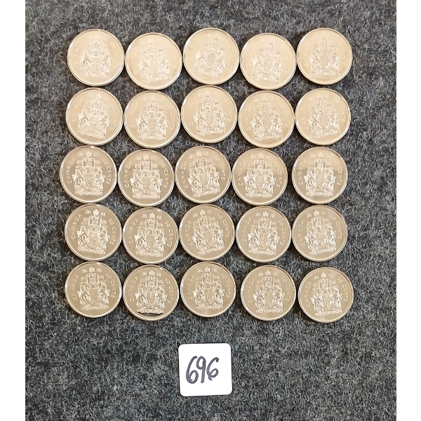 LOT OF 25 - 2001 CDN 50 CENT COINS